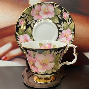 Royal Albert Bone China Provincial Flowers Alberta Rose Cup & Saucer England '75